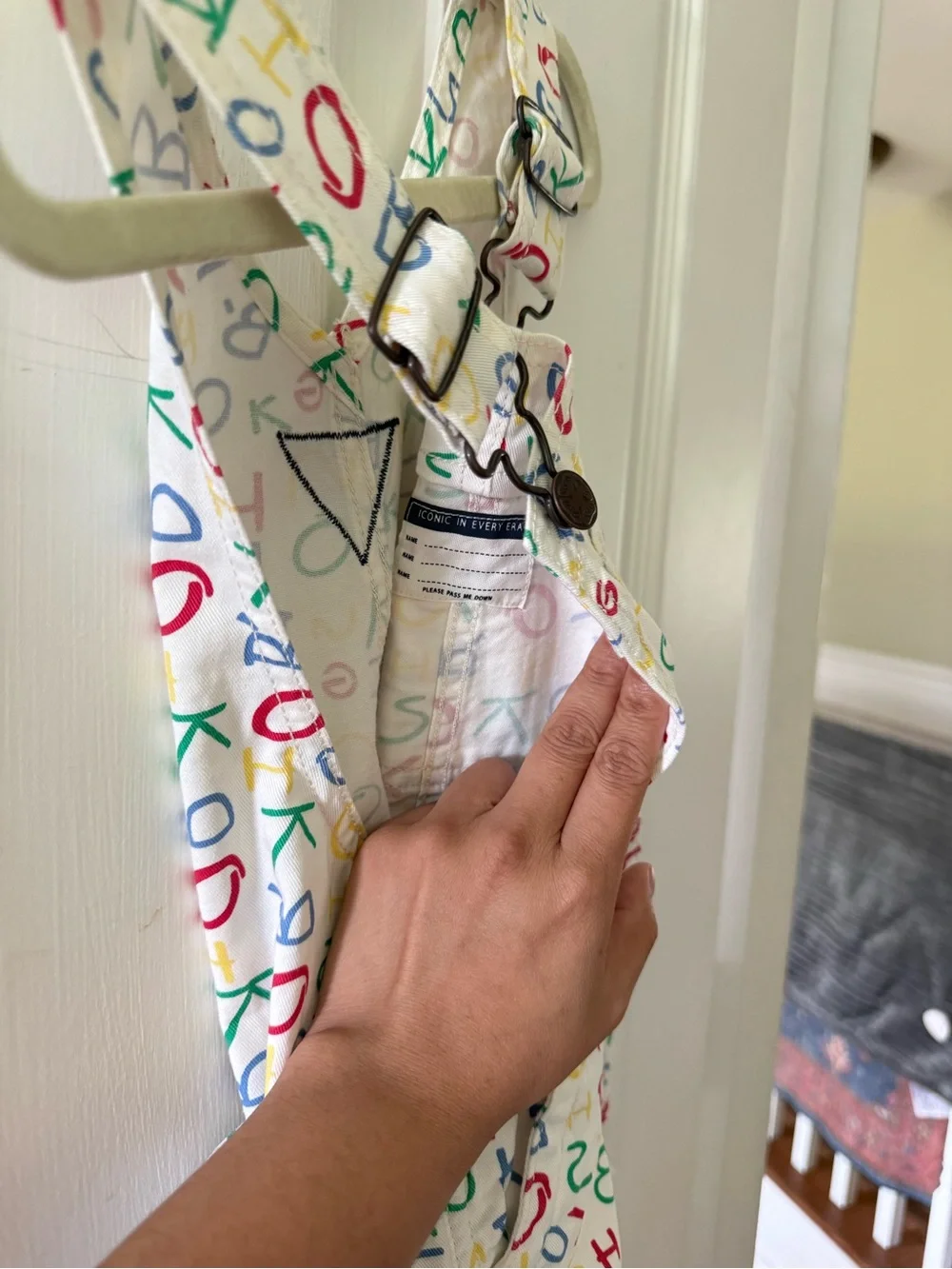 OshKosh B'gosh Cream Overalls with Multicolor Alphabet Print